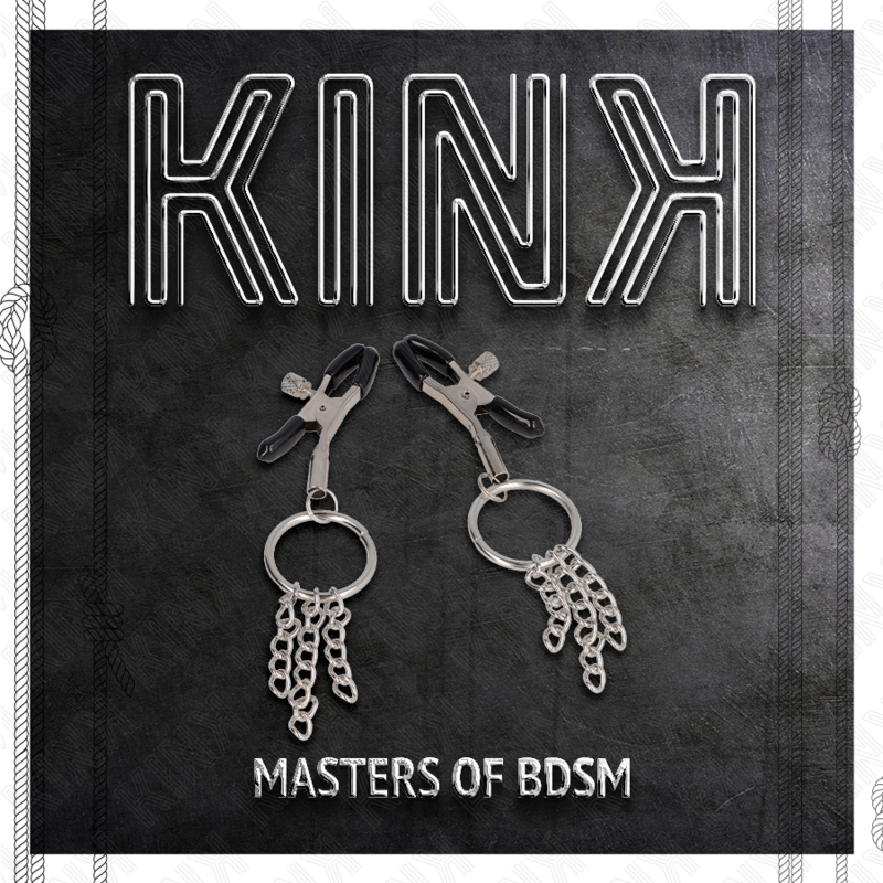 Kink - Pinzas Para Pezones Con Aro Y Pequeñas Cadenas Plateado 6 Cm