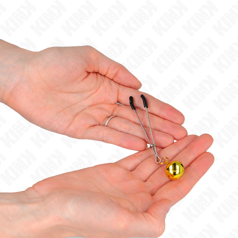 Kink - Pinzas Para Pezones Fina Con Cascabel Dorado 7 Cm