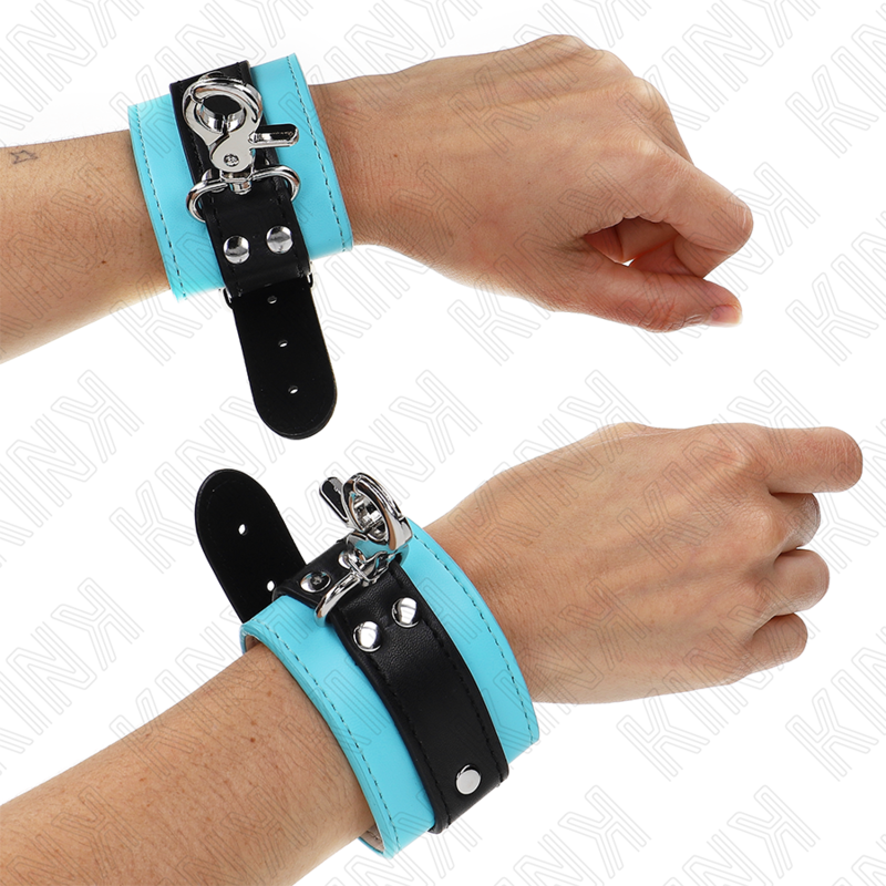 Kink - Muñequeras Con Cierre Premium Negro / Azul Ajustable 21-28 Cm X 5.5 Cm