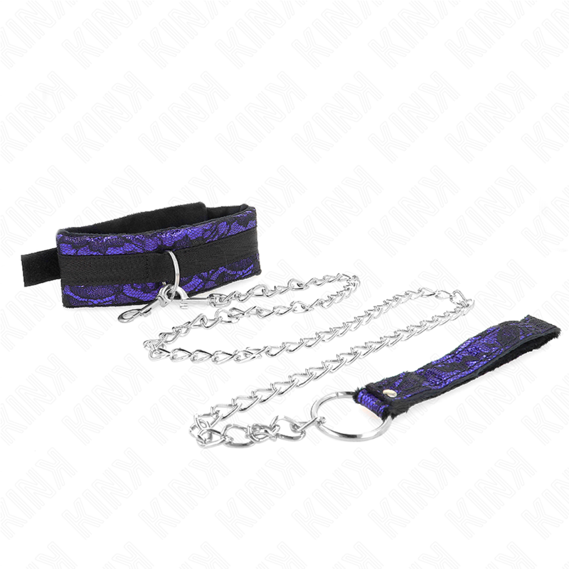 Kink - Collar Con Correa 105 Cm Corto De Encaje De Terciopelo Con Ribete De Nailon 44 X 5.5 Cm