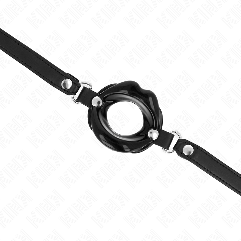 Kink - Mordaza Labial 8 Cm Con Correa De Polipiel Negro 63 X 2 Cm Ajustable 39-58 Cm