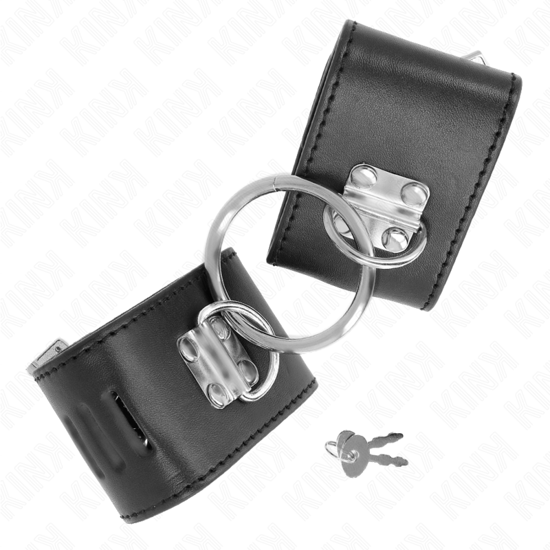 Kink - Muñequeras Fijas Con Anilla Y Cierre Candado Negro Ajustable 16-23 Cm X 5.5 Cm