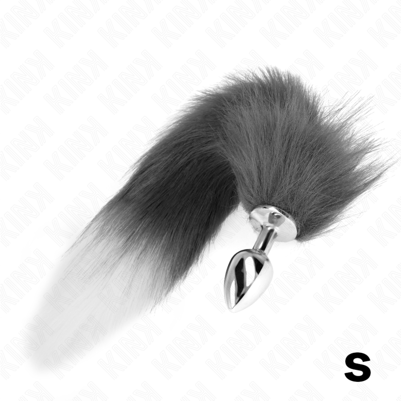 Kink - Plug Anal Talla S 7 X 3 Cm Con Cola Sintética 40 Cm Plateado Y Blanco