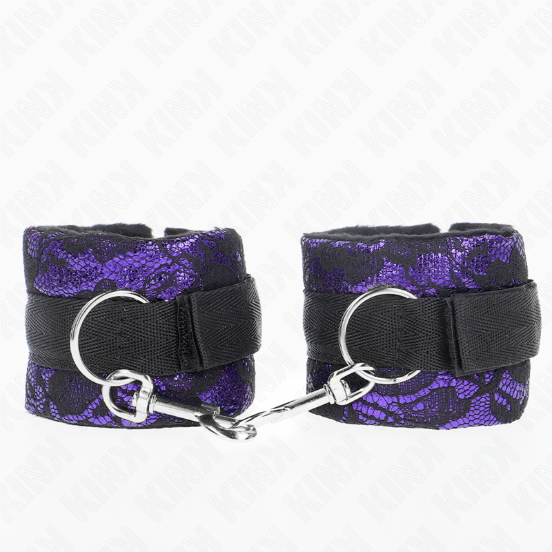 Kink - Muñequeras Cortas De Encaje Terciopelo Y Unión De Nylon Violeta/Negro 23 X 6.5 Cm