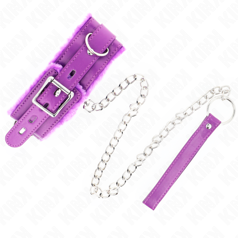 Kink - Collar Con Correa 65 Cm Con Restricciones Morado Ajustable 36-42 Cm X 5.5 Cm