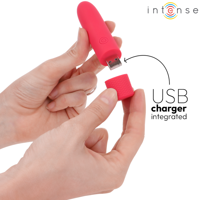 Intense - Symone Bala Vibradora Recargable Por Usb 8 Vibraciones Rojo 10 X 2.2 Cm