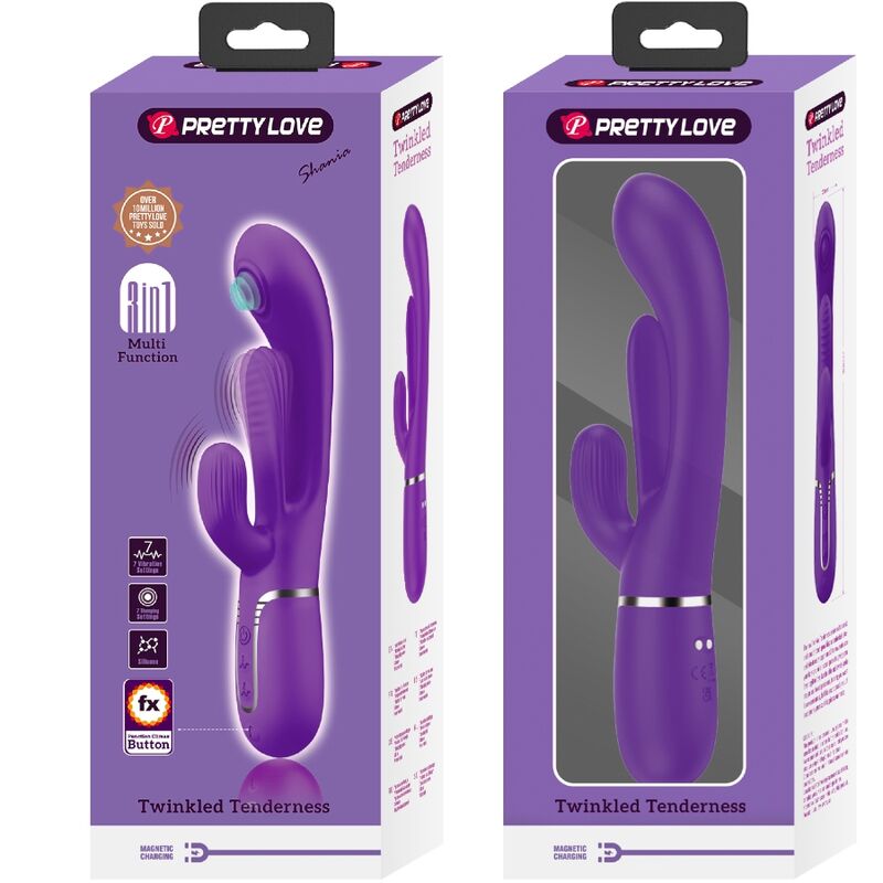 Pretty Love - Shania Triple Vibrador Rabbit Multifunción Morado