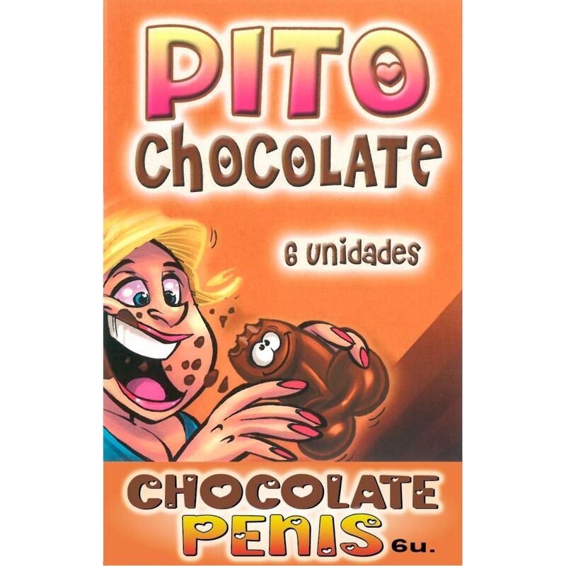 Caja Comic Forma Pene Chocolate Negro 6 Unidades