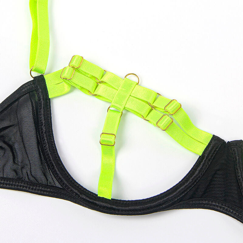 Subblime - 955274 Set Sujetador Con Collar Y Detalles Para Piernas Verde Fluorescente S/M