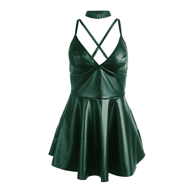 Subblime - 955434 Vestido Con Tirantes De Cuero Verde S/M