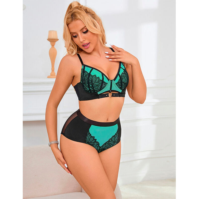 Subblime - 955564 Conjunto Sujetador Con Cremallera De Malla De Charol Verde L/Xl