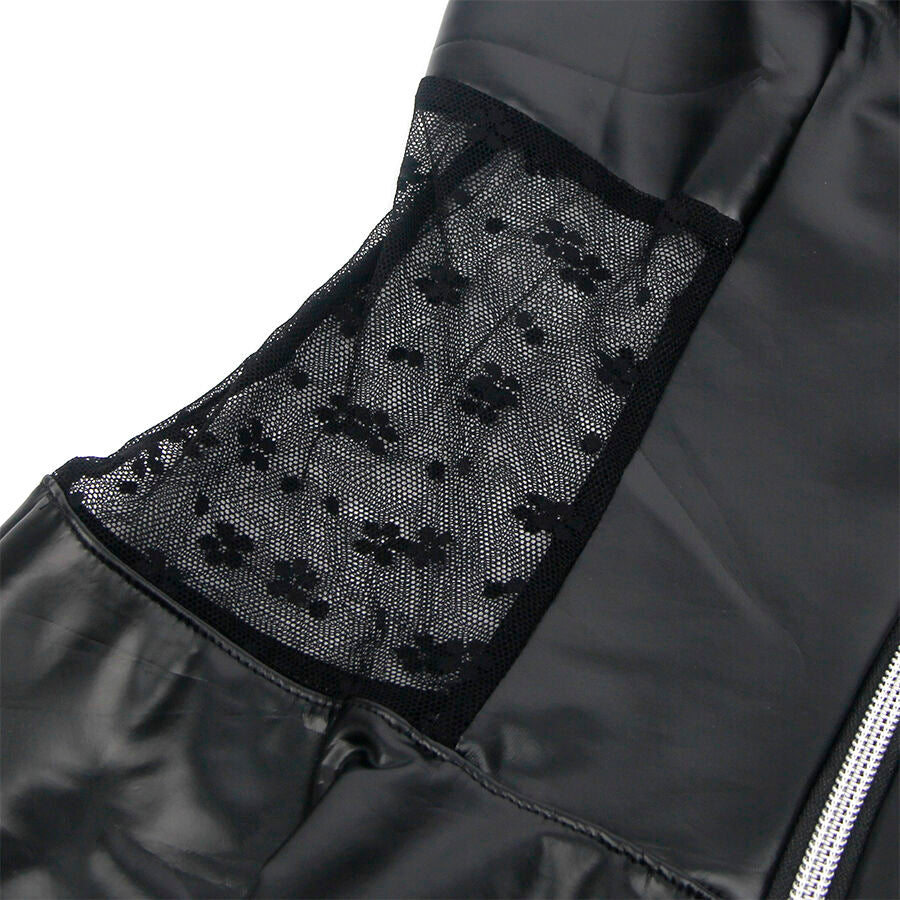 Subblime - 957704 Vestido De Cuero Con Cremallera Y Encaje Negro S/M