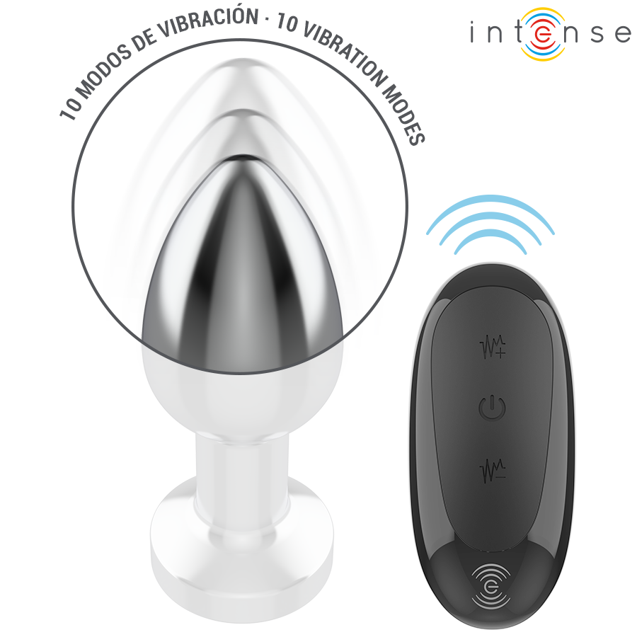 Intense - Plug Anal 10 Vibraciones Metal Con Control Remoto M