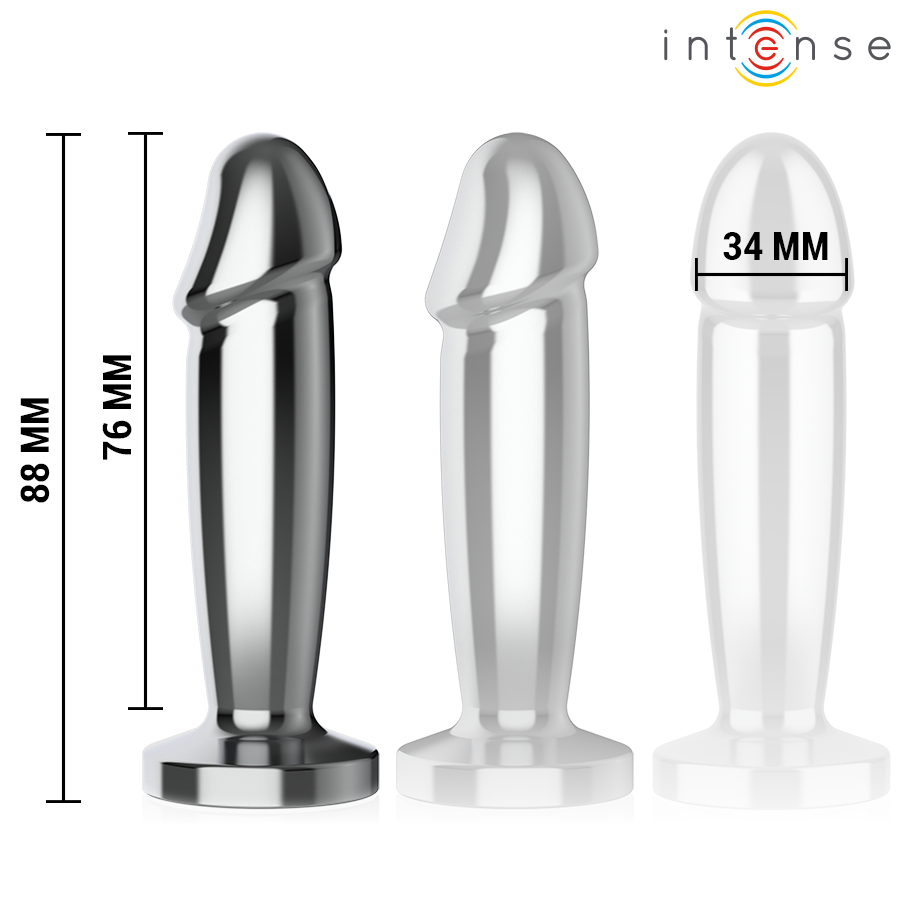 Intense - Plug Anal 10 Vibraciones Metal En Forma De Dildo Con Control Remoto S