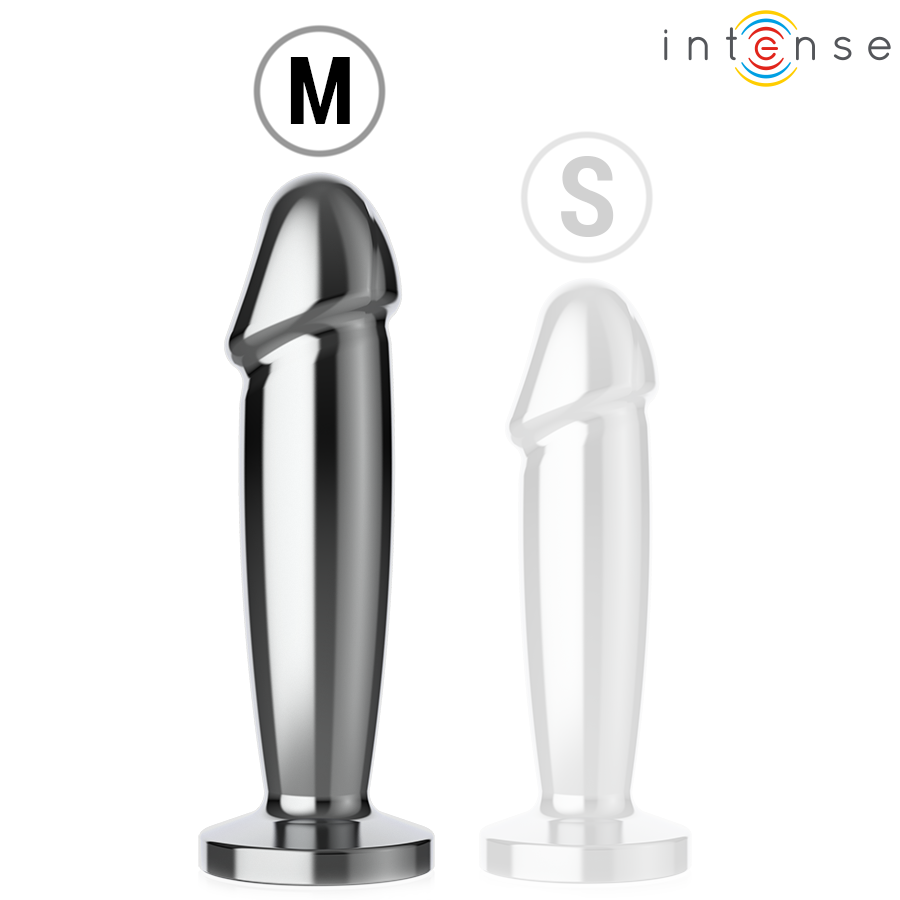 Intense - Plug Anal 10 Vibraciones Metal En Forma De Dildo Con Control Remoto M