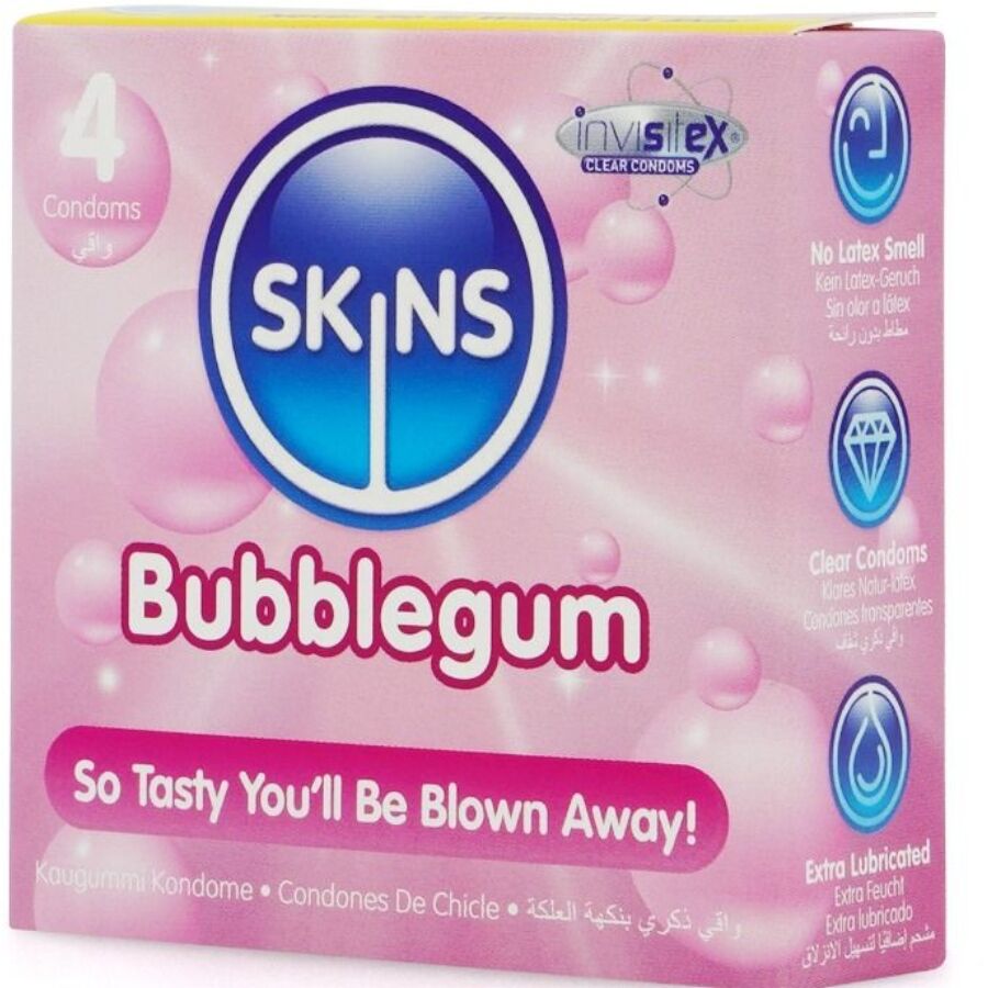 Skins - Preservativos Premium Sabor Chicle Pack 4