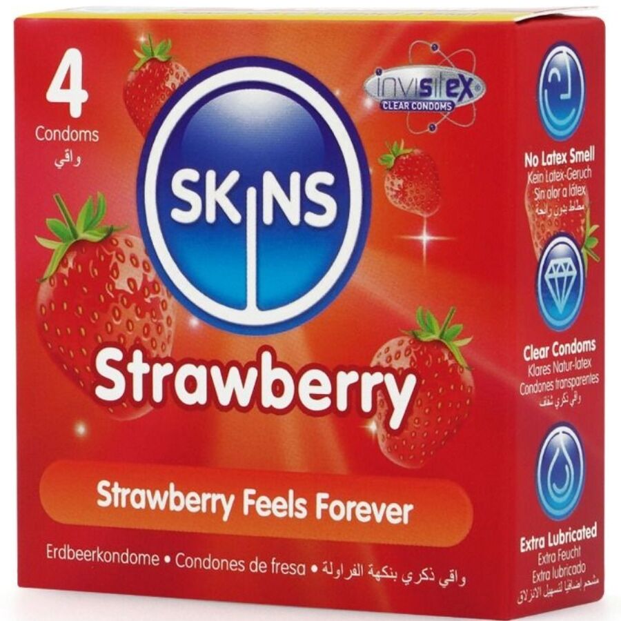 Skins - Preservativos Premium Sabor Fresa Pack 4