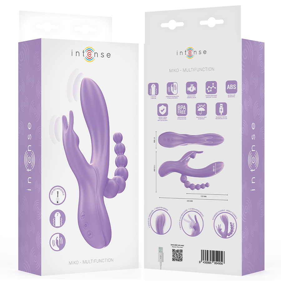 Intense - Miko Triple Vibrador Rabbit & Estimulador & Anal 7 Vibraciones Morado