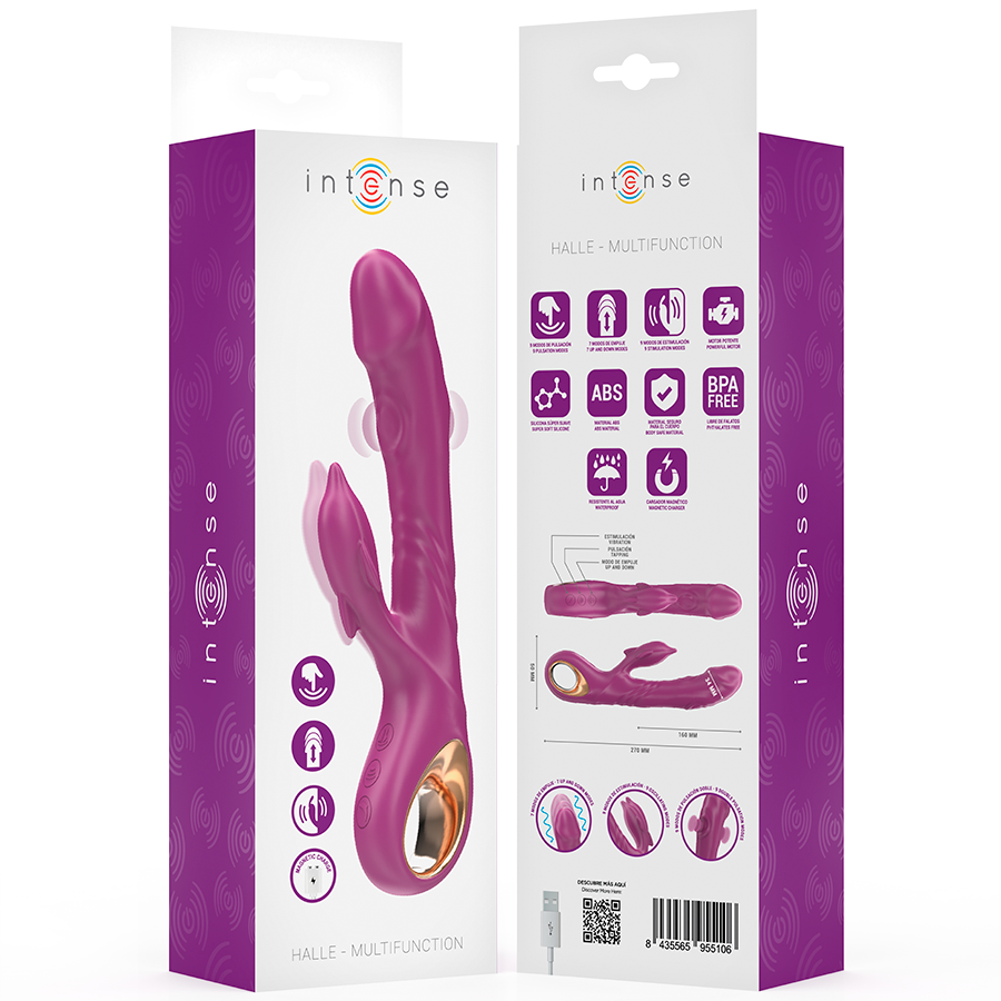 Intense - Halle Vibrador Multifunción Con Lengua Estimuladora En Forma De Delfín Morado