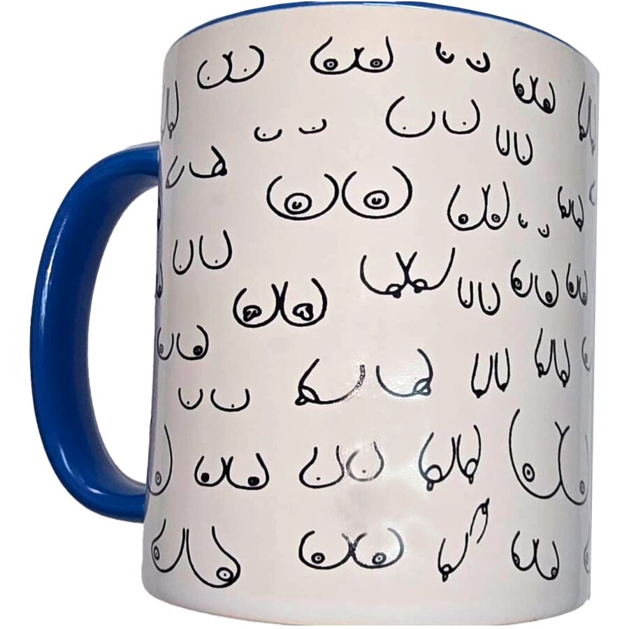 Diablo Picante - Taza Blanca Tetas & Asa Azul 370 Ml