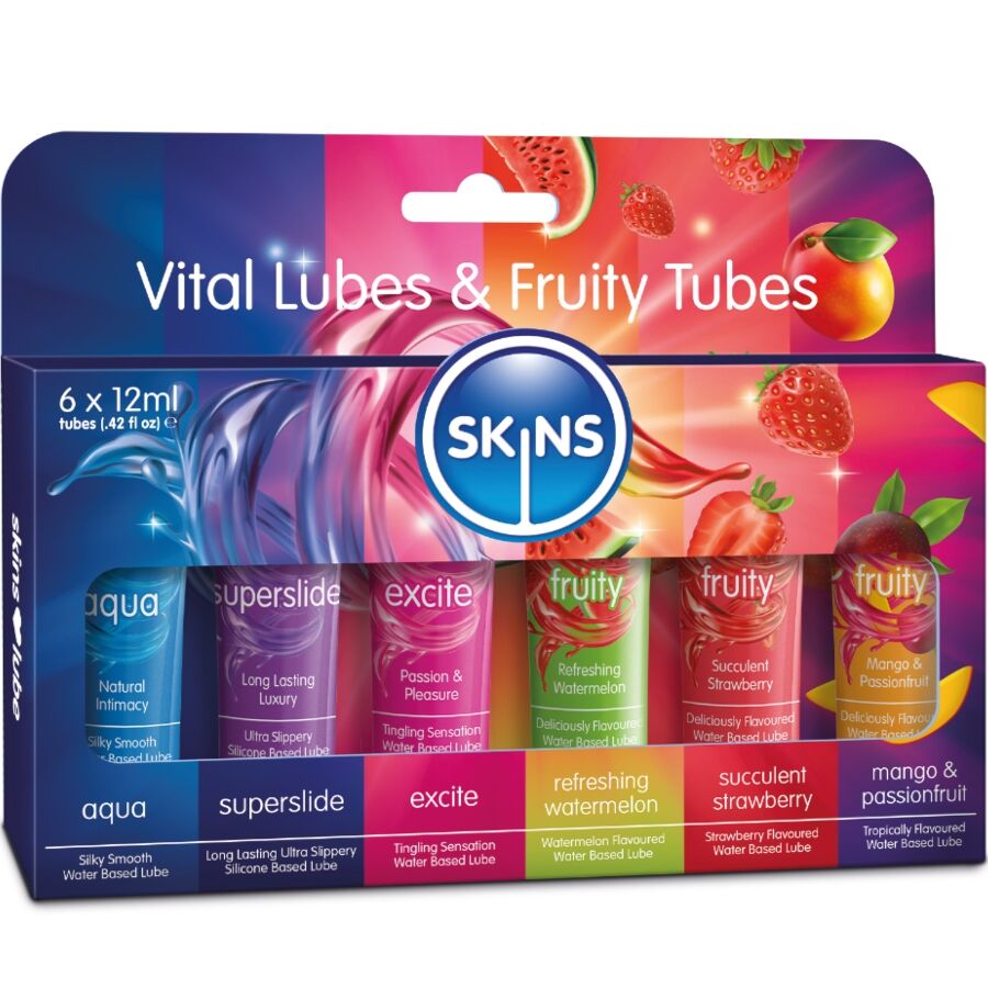 Skins - Vital & Fruity Lubes Kit Lubricantes 6 X 12 Ml