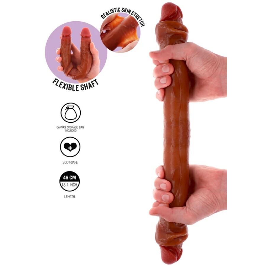 Get Real - Dildo Doble Dong De Silicona Caramelo 46 Cm