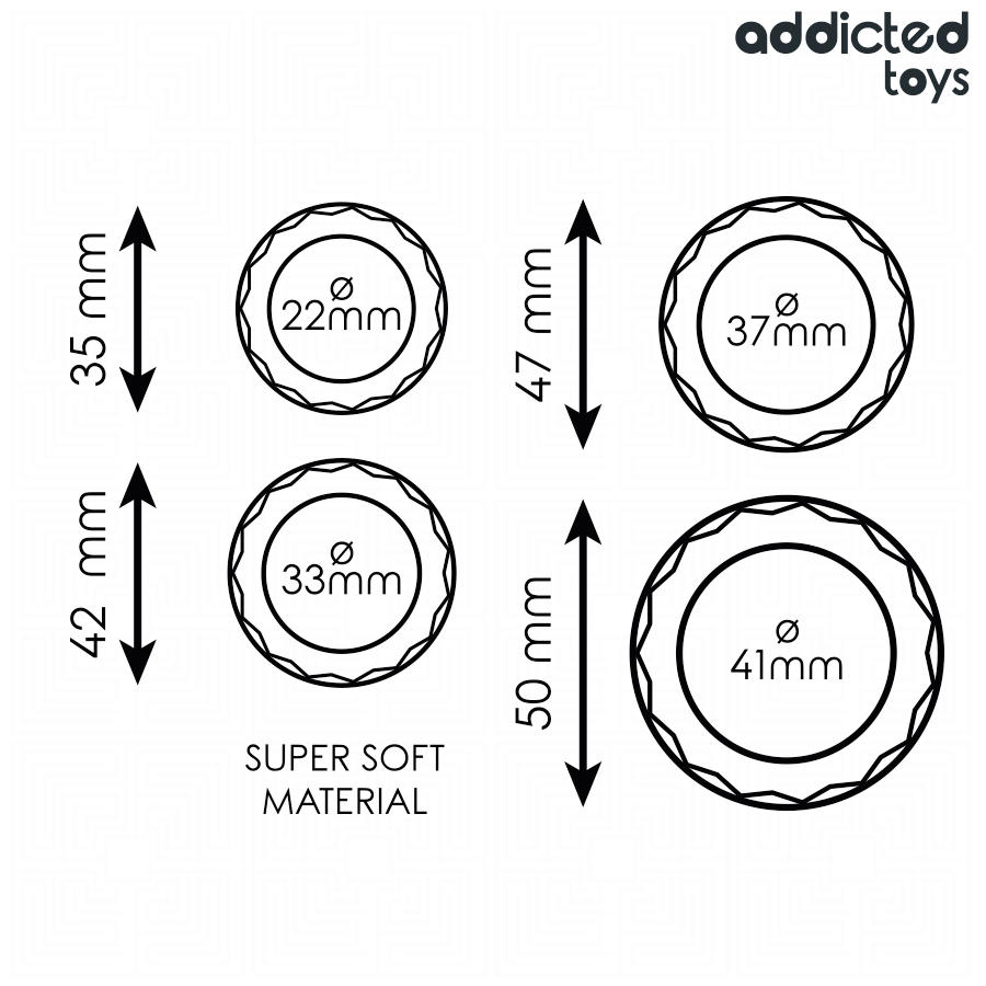 Addicted Toys - Set Anillos Pene Texturizados 4 Tamaños