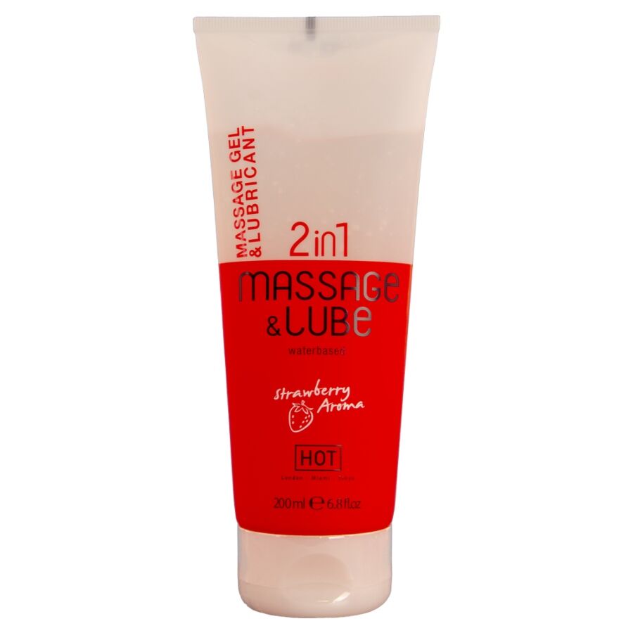 Hot - Massage & Glide Gel 2 En 1 Fresa 200 Ml