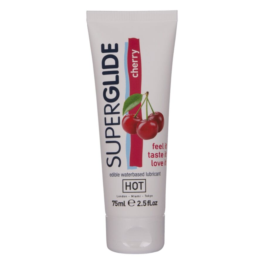 Hot - Superglide Lubricante Comestible Base Agua Cereza 75 Ml