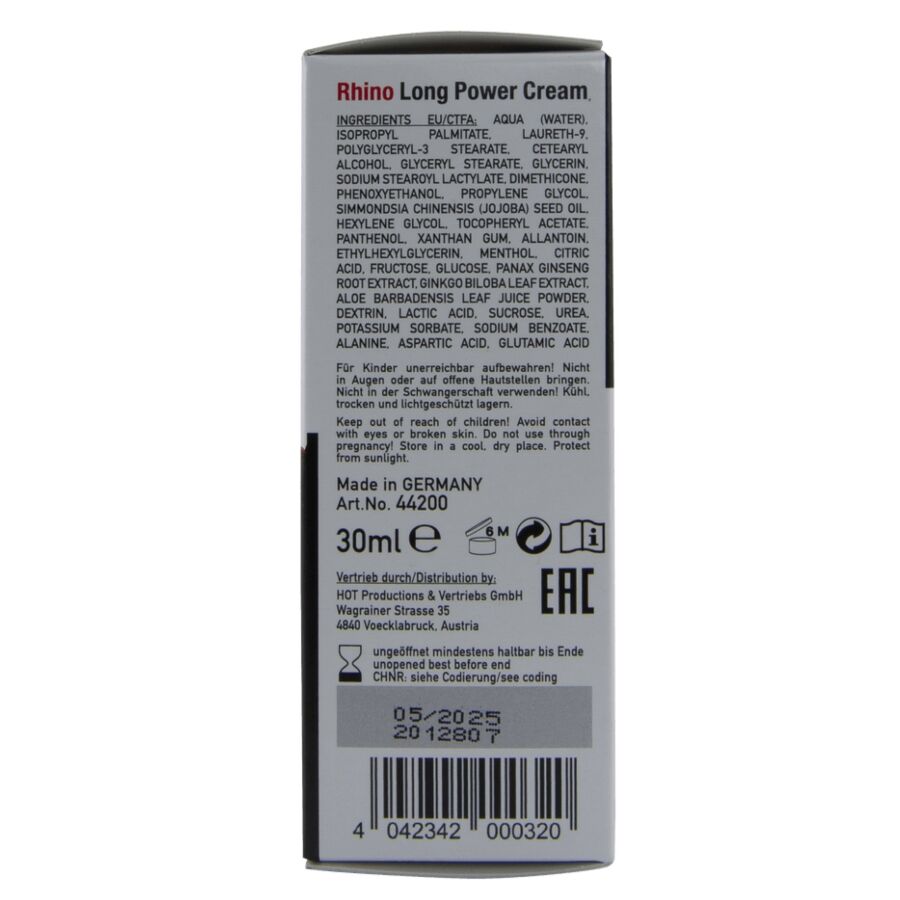 Hot - Rhino Long Power Crema 30 Ml