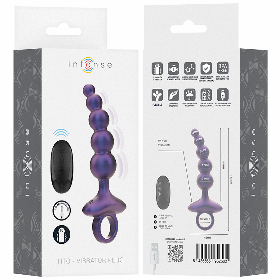 Intense - Tito Plug Anal Vibrador Modelo 3 Control Remoto