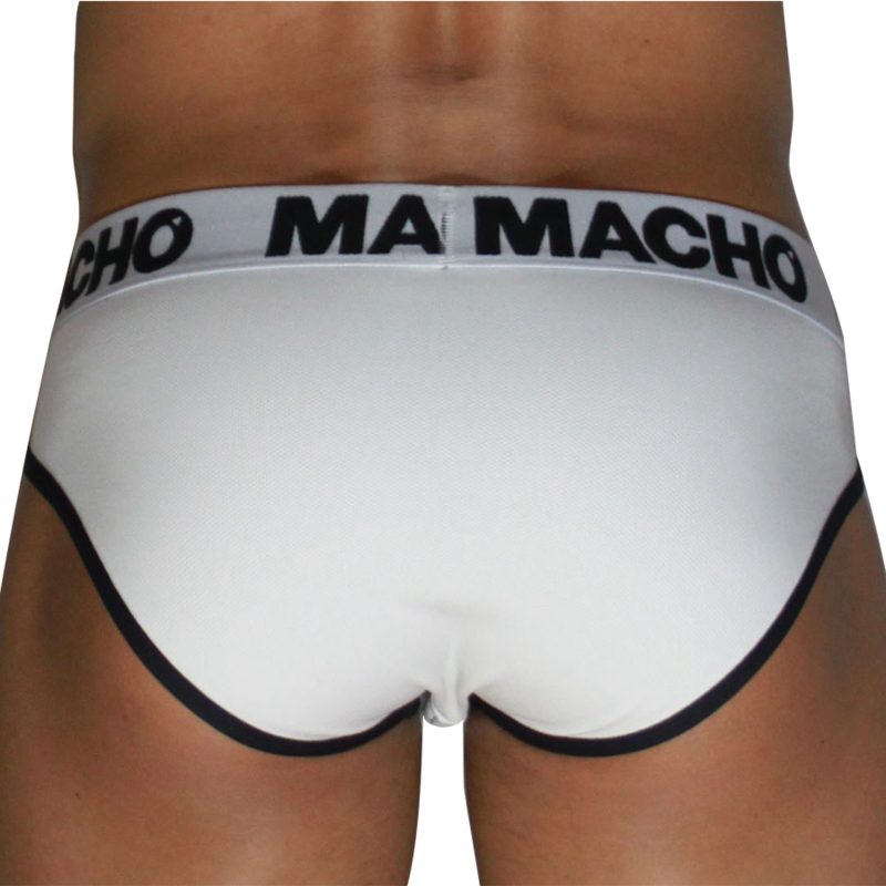 Macho - Mch006 Slip Clásico Blanco + Negro S