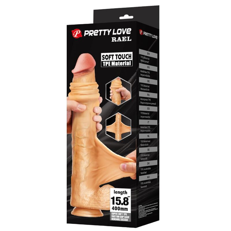 Pretty Love - Rael Dildo Realístico Flexible Con Ventosa 40 Cm -ø- 6 Cm Marrón