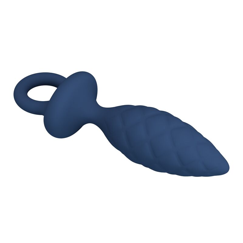 Mr Play - Plug Anal Texturizado Con Anilla Azul M