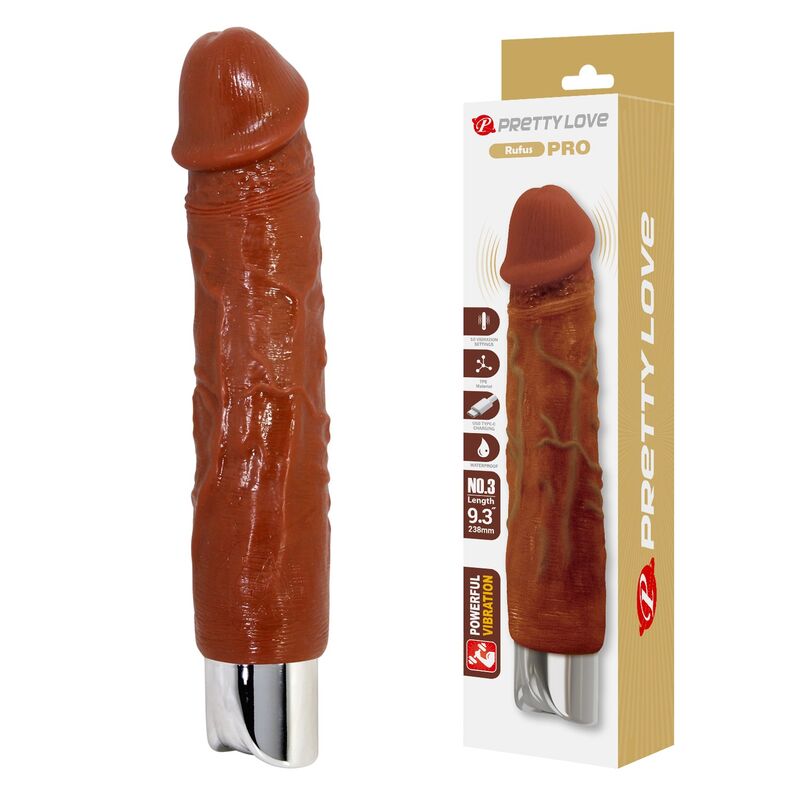 Pretty Love - Pro Vibrador Realístico 23,5 Cm Ø 4,8 Cm Color Marrón