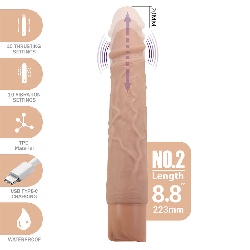 Pretty Love - Kessler Dildo Vibrador Realista 10 Modos De Vibración Y 10 De Empuje 22 Cm Natural