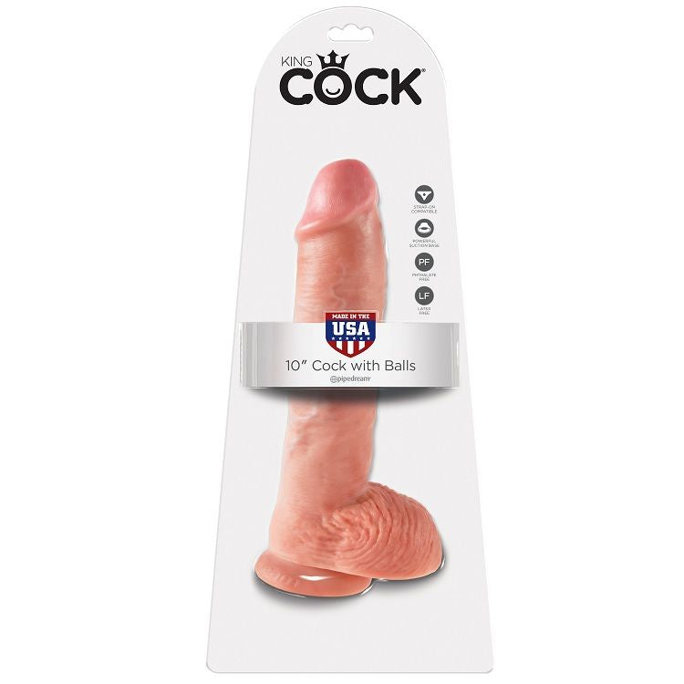 King Cock Pene Con Testículos De 10  - Color Natural
