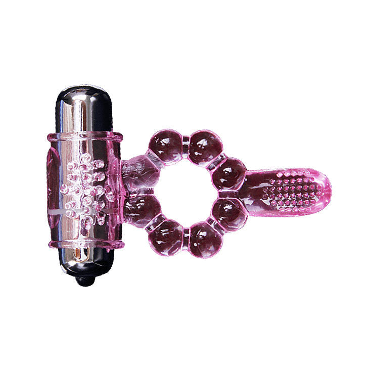 Baile - Anillo Silicona 10 Ritmos Lengua Con Vibración Rosa