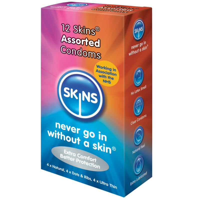 Skins Preservativos Natural + Fino + Puntos & Estrias 12 Uds