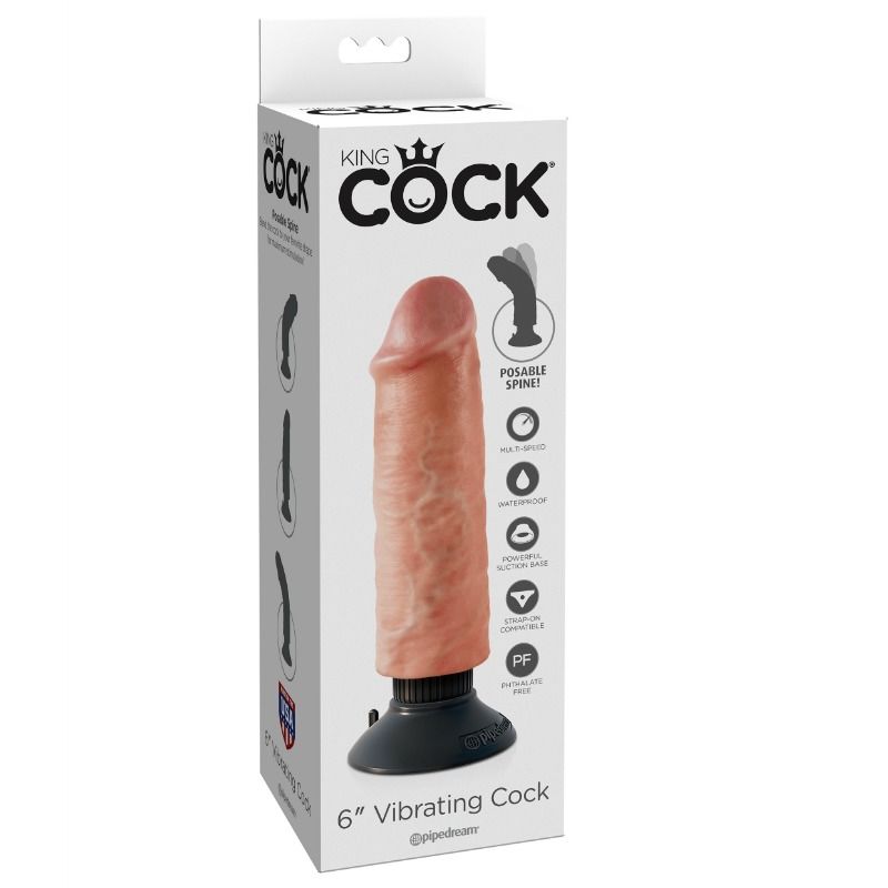 King Cock  Dildo Vibrador 15.24 Cm Natural