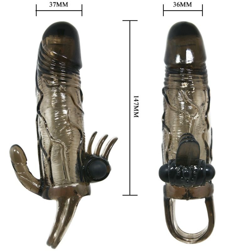 Baile - Brave Man Funda Pene Anal Y Clitoris Vibrador 16.5 Cm Negro