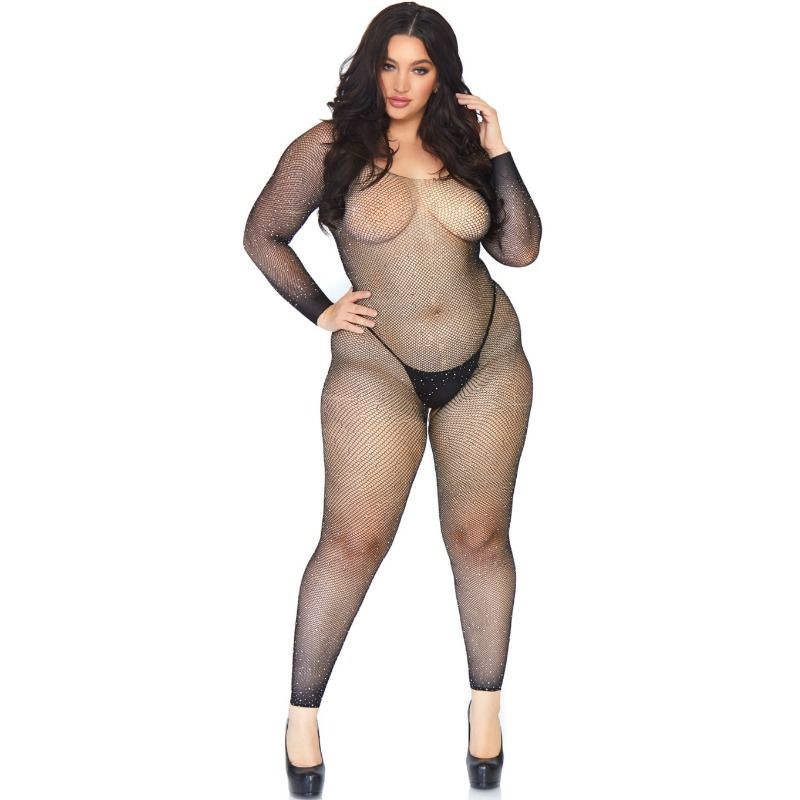 Bodystocking De Red Y Decorado Strass - Negro
