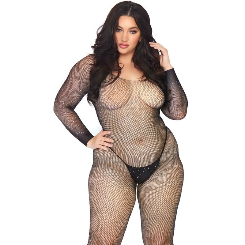 Bodystocking De Red Y Decorado Strass - Negro