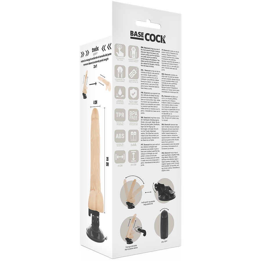 Basecock - Vibrador Realístico Control Remoto Natural Con Testículos 20 Cm -o- 4 Cm