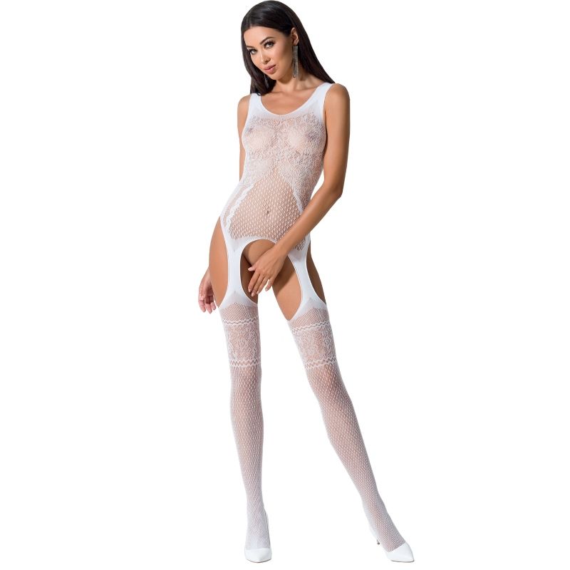 Passion Woman Bs061 Bodystocking Blanco Talla Unica