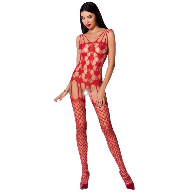 Passion - Woman Bs067 Bodystocking Rojo Talla Unica