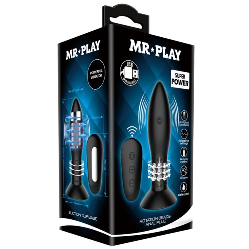 Mr Play - Plug Con Bolas Rotadoras Negro Control Remoto