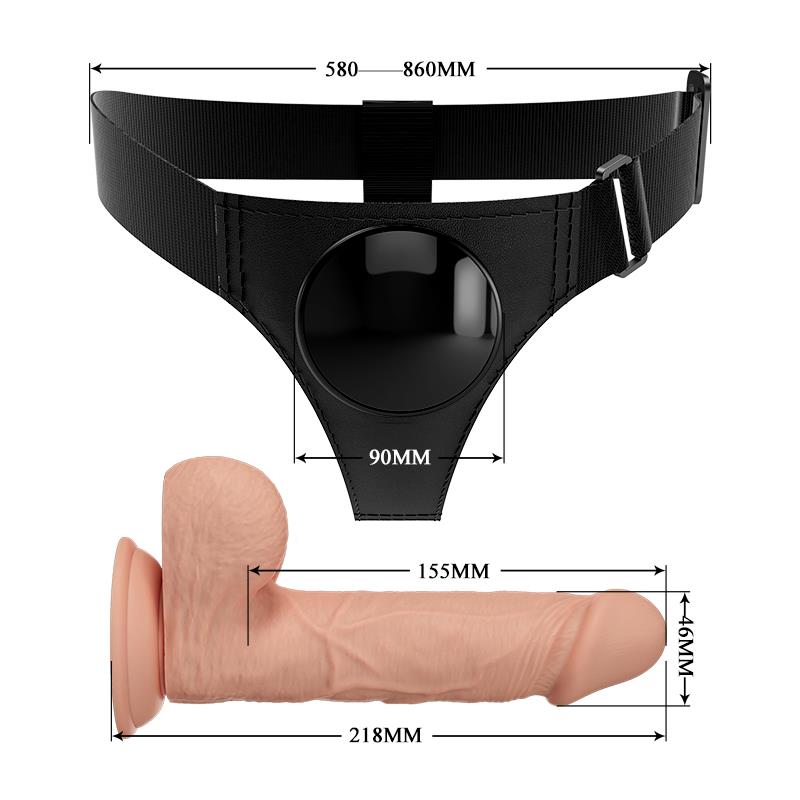 Pretty Love - Harness Briefs Arnés Universal Con Dildo Jerry 21.8 Cm Natural