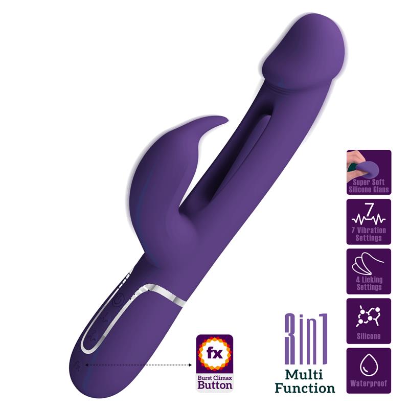 Pretty Love - Kampas Vibrador Rabbit 3 En 1 Multifunción Con Lengua Violeta