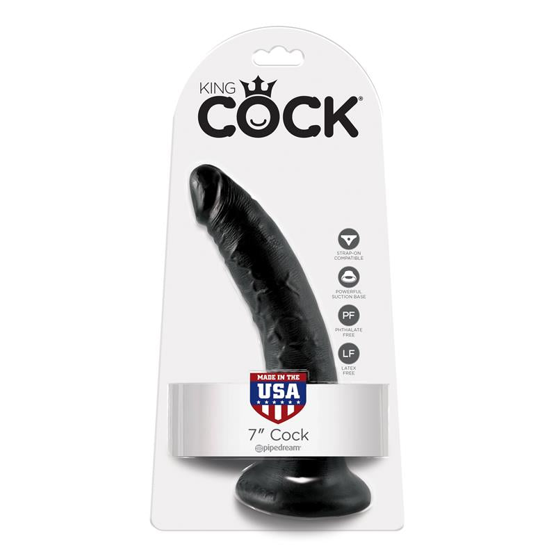 King Cock - 7 Pene Negro 17.8 Cm